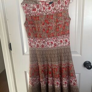Gabby Skye Red and Brown Floral Midi Dress